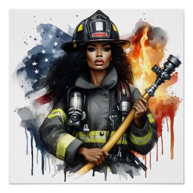 Black Job African American Fire Fighter Sista Poster (Front)