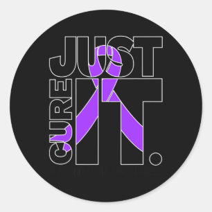 Black Just Cure Fibromyalgia Awareness Classic Round Sticker