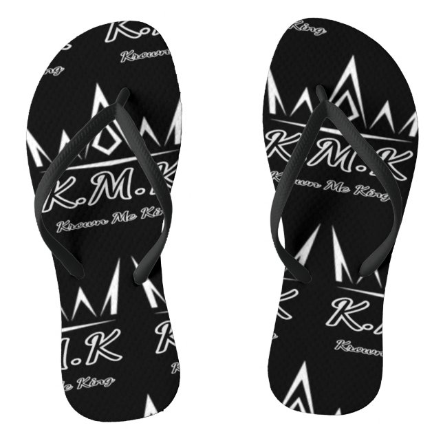 Black K.M.K. Pair of Flip Flops (Footbed)