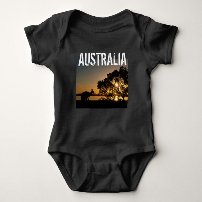Black kangaroo at sunset in Australia Baby Bodysuit (Front)