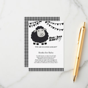 Black Kawaii Little Lamb Baby Shower Enclosure Card