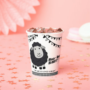 Black Kawaii Little Lamb Baby Shower Paper Cups