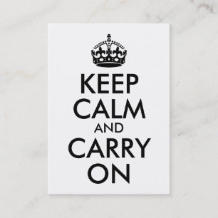 Black Keep Calm and Carry On Business Card
