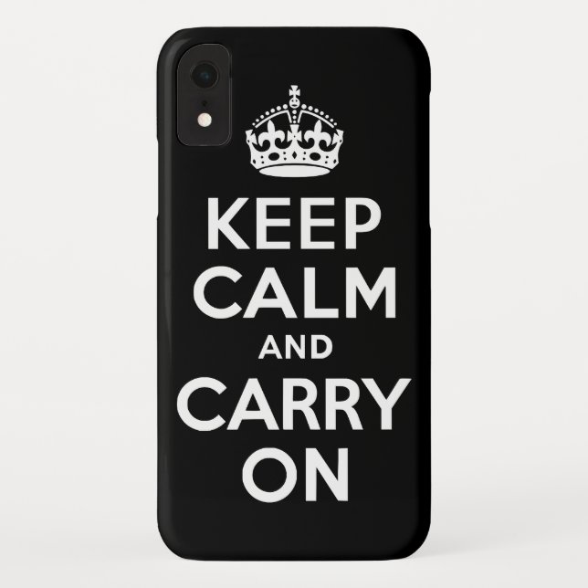 Black Keep Calm and Carry On Case-Mate iPhone Case (Back)