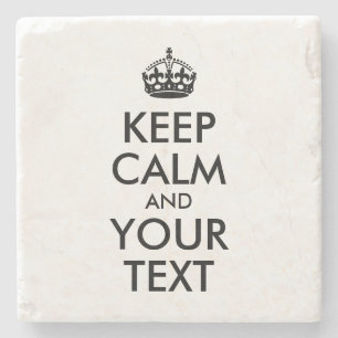 Black Keep Calm and Your Text Stone Coaster