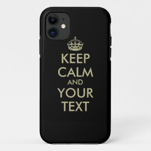 Black Keep calm iPhone case Faux gold letters