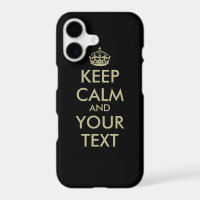 Black Keep calm iPhone case | Faux gold letters