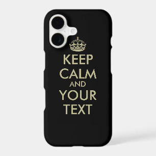 Black Keep calm iPhone case Faux gold letters
