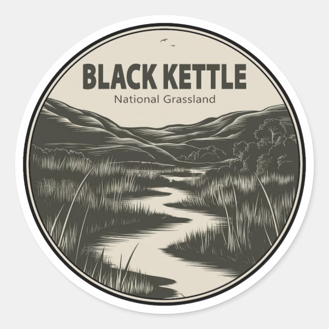 Black Kettle National Grassland Stream Classic Round Sticker (Front)