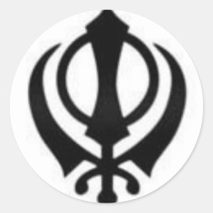 Black Khanda Classic Round Sticker