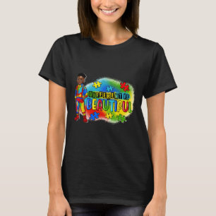 Black Kid Autism Different Is Beautiful Autism Awa T-Shirt
