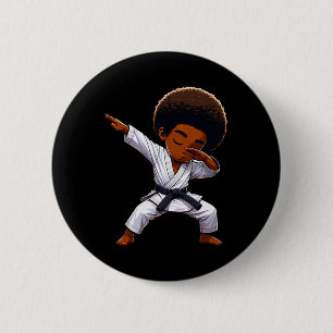 Black Kid Karate Funny Dabbing Afro Black Belt Boy 6 Cm Round Badge