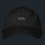 Black King Cap with Elegant Embroidery Mens Hat<br><div class="desc">Enhance your ensemble with the Black Colour King Cap,  featuring elegant "King" text embroidery. This Alternative Apparel hat is made from luxurious cotton,  ensuring long-lasting comfort. 

The adjustable strap provides a perfect fit,  making it a sophisticated choice for any occasion or Event.</div>