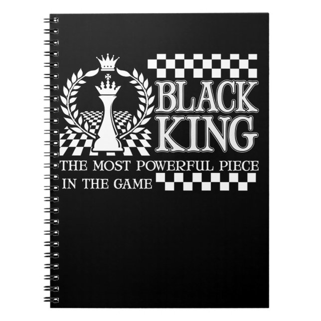Black King Chess Piece Black African American Men Notebook (Front)