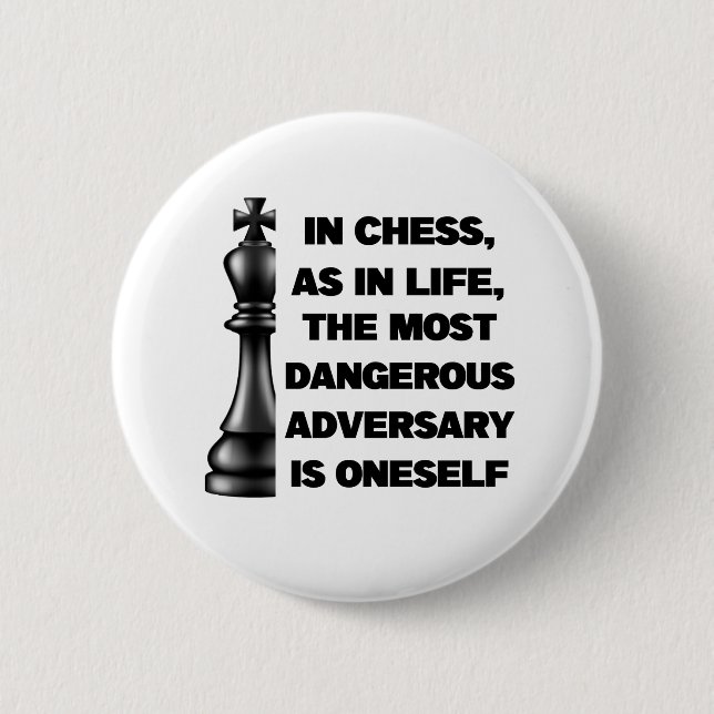 Black King Chess Piece Wisdom Power Strategy 6 Cm Round Badge (Front)