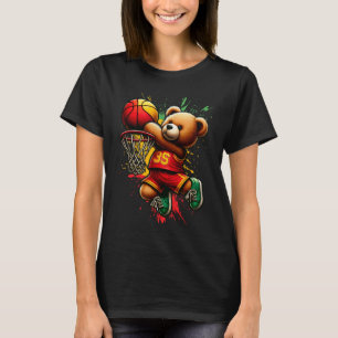 Black King Dunking Bysketbyll Black History Bear 1 T-Shirt