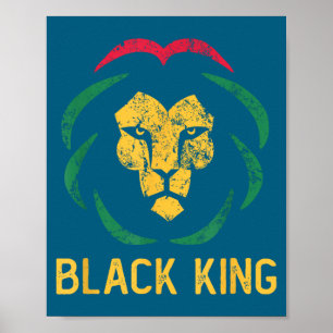 Black king lion black history month men & poster