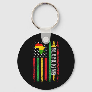 Black King Melanin African American Flag Black His Key Ring