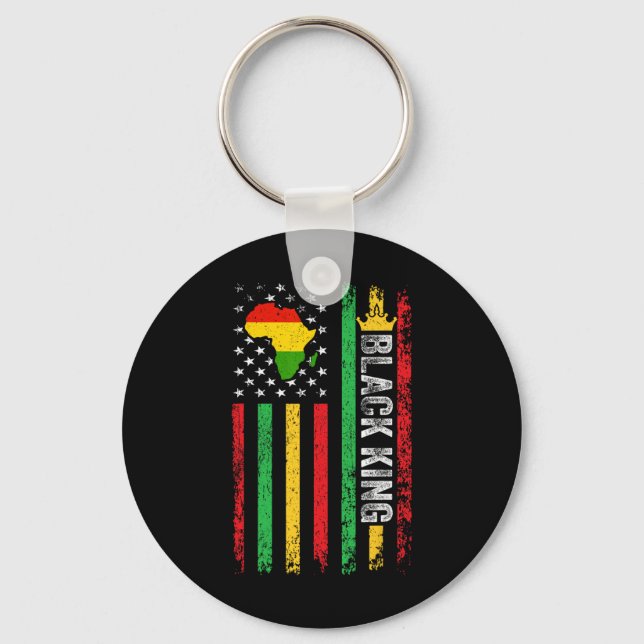 Black King Melanin African American Flag Black His Key Ring (Front)