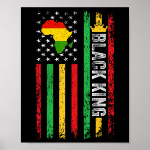 Black King Melanin African American Flag Black His Poster