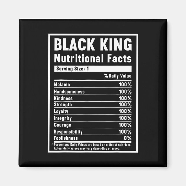 Black King Nutritional Facts African Black History Magnet (Front)