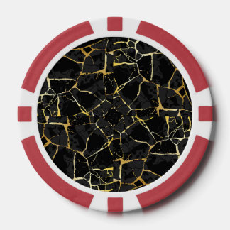 Black Kintsugi Gold Vein  Poker Chips