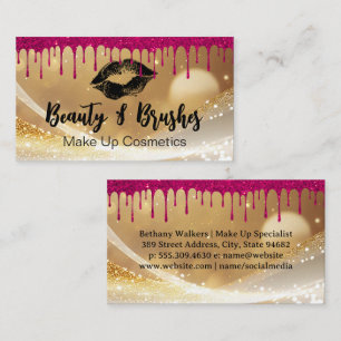 Black Kiss Stain Gold Glitter and Drip Business Card