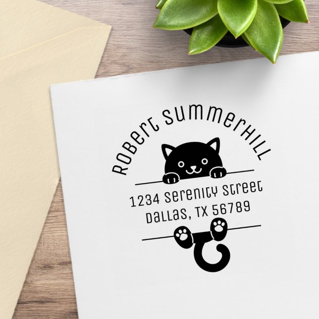 Black Kitten Cat Arch Address Rubber Stamp (Creator Uploaded)