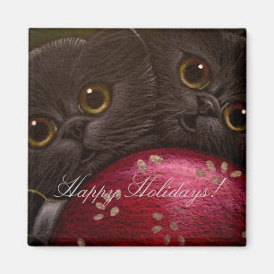 BLACK KITTEN CATS - HOLIDAY Magnet