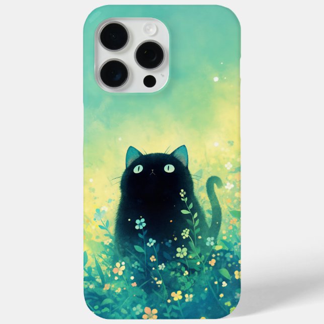 Black Kitten Floral Fantasy Case-Mate iPhone Case (Back)