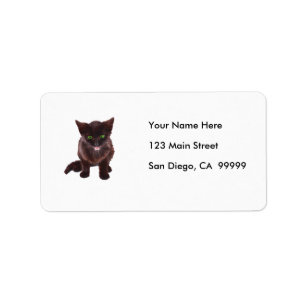 Black Kitten, Green Eyes, Pink Tongue Label