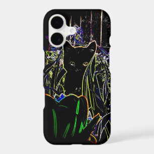 Black  Kitten in A Neon Garden