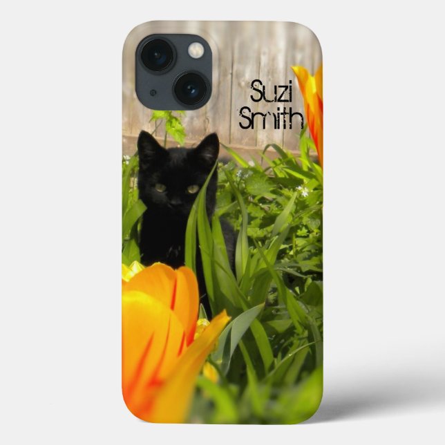 Black Kitten in the Garden iPad Case (Back)
