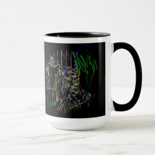 Black Kitten in the Neon Garden Mugs