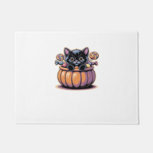 Black Kitten in Treat Bucket Classic T-Shirt Doormat