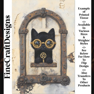 Black Kitten Peeking Through Hole AP1 Decoupage Tissue Paper