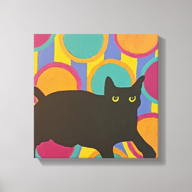 Black Kitten Stretched Canvas Print (Front)