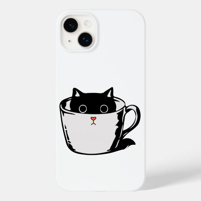 Black kitten with red nose hiding in a cup Case-Mate iPhone case (Back)
