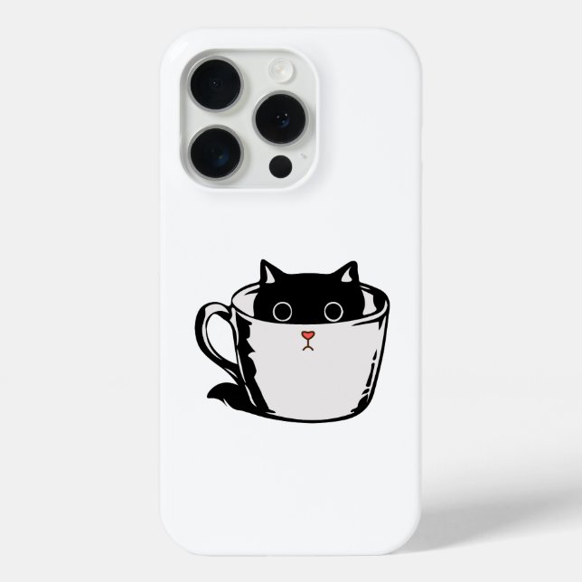 Black kitten with red nose hiding in a cup Case-Mate iPhone case (Back)