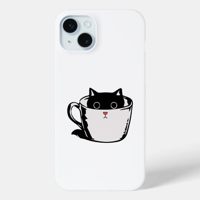 Black kitten with red nose hiding in a cup Case-Mate iPhone case (Back)