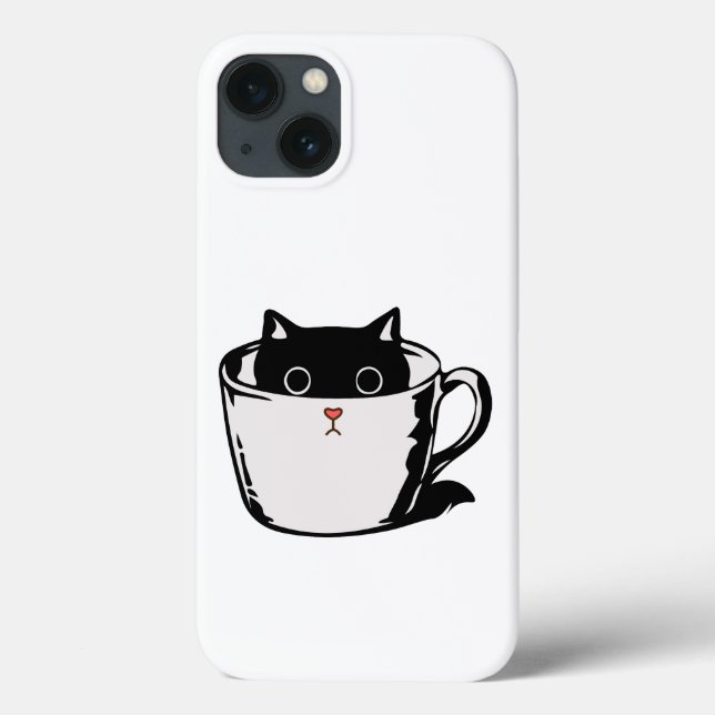 Black kitten with red nose hiding in a cup Case-Mate iPhone case (Back)