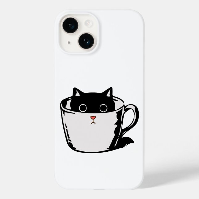 Black kitten with red nose hiding in a cup Case-Mate iPhone case (Back)
