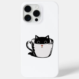 Black kitten with red nose hiding in a cup iPhone 15 pro max case