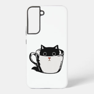 Black kitten with red nose hiding in a cup samsung galaxy case