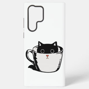 Black kitten with red nose hiding in a cup samsung galaxy case