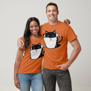 Black kitten with red nose hiding in a cup T-Shirt