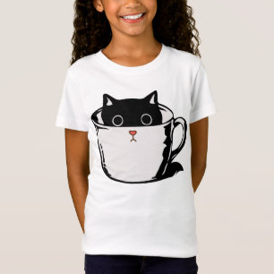 Black kitten with red nose hiding in a cup T-Shirt