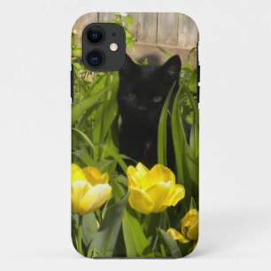 Black Kitten, Yellow Tulips. iPhone 5 case