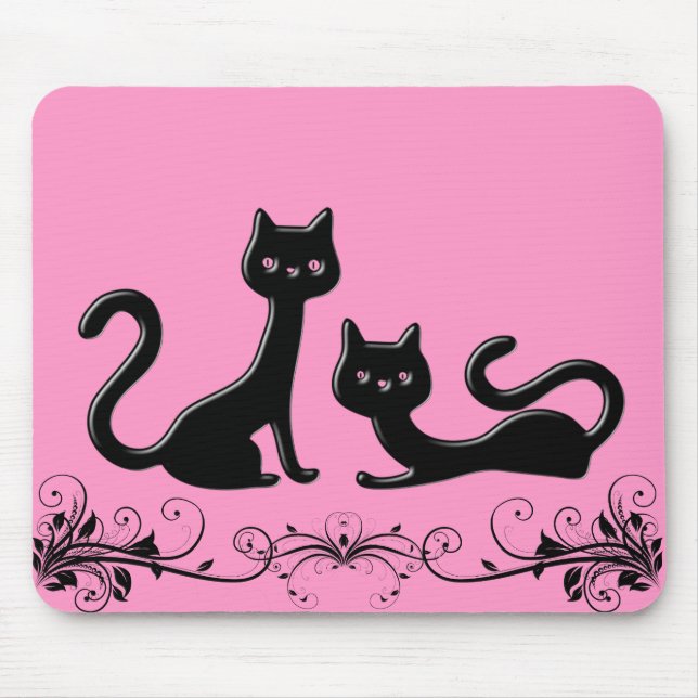 Black Kittens Cartoon Mousepad (Front)