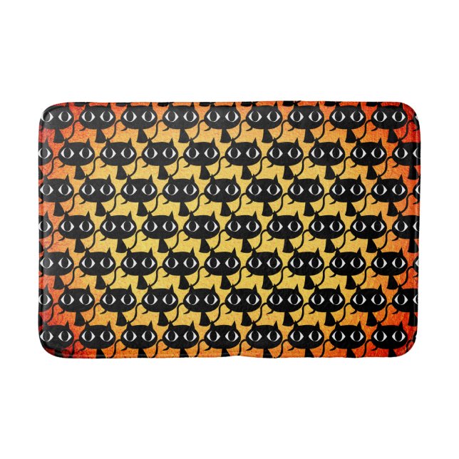 Black kittens pattern bath mat (Front)